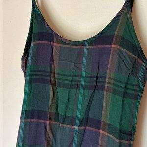 Urban Outfitters Green Plaid Midi Slit Dress, S